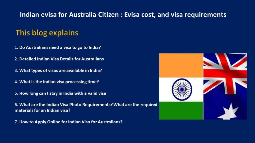 Indian evisa for Australia Citizen: evisa cost, and visa requirements